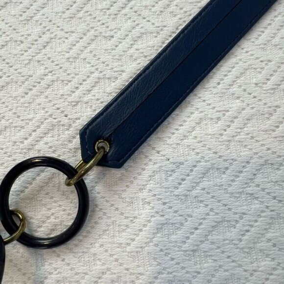 Vintage Navy Blue 80’s Belt Faux Leather Plastic Loops XL 27” 32” Retro - Picture 5 of 12
